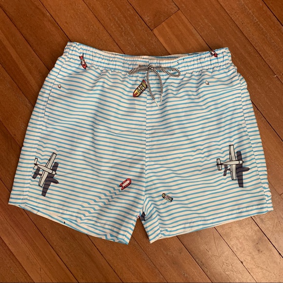 Boardies Blue and White Stripe Swim Trunks - Picture 2 of 12